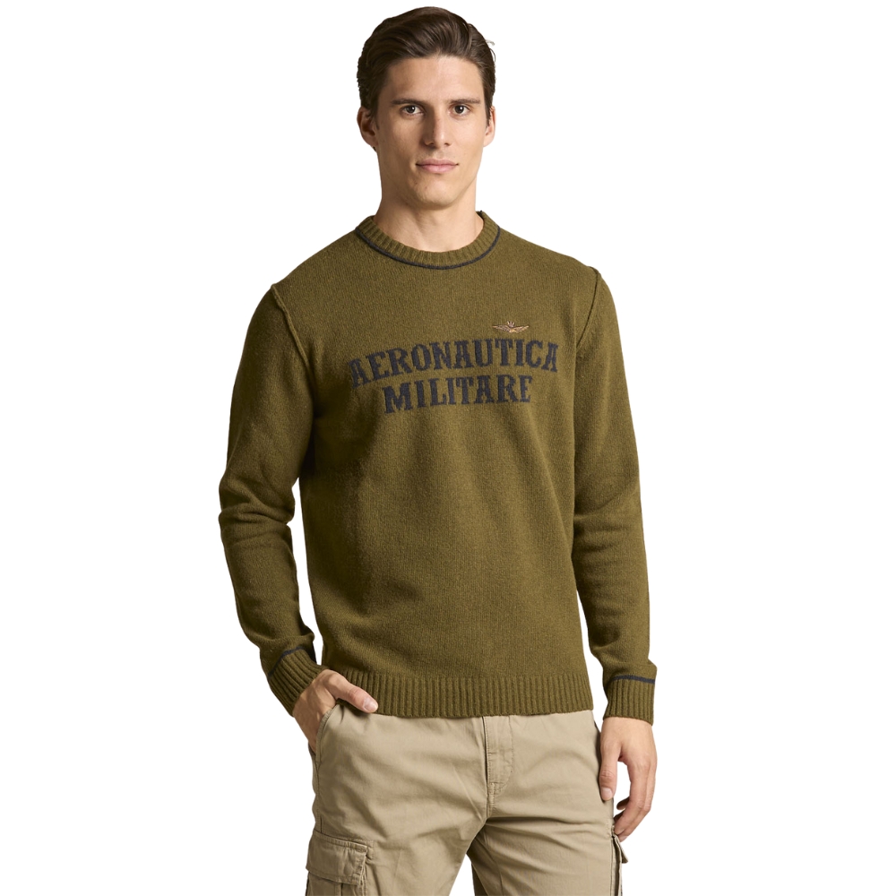 Maglione Aeronautica Militare in lana con logo jacquard