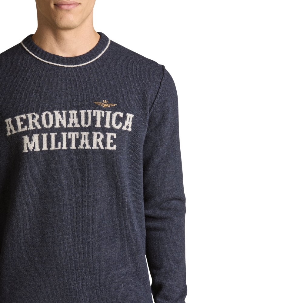 Maglione Aeronautica Militare in lana con logo jacquard