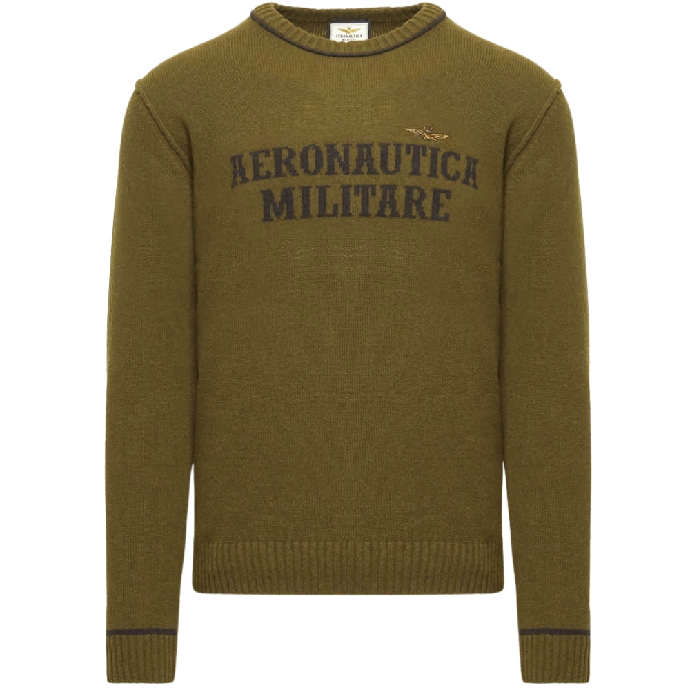 Maglione Aeronautica Militare in lana con logo jacquard