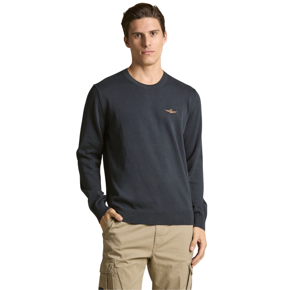 Maglia Aeronautica Militare girocollo in cotone tinto filo