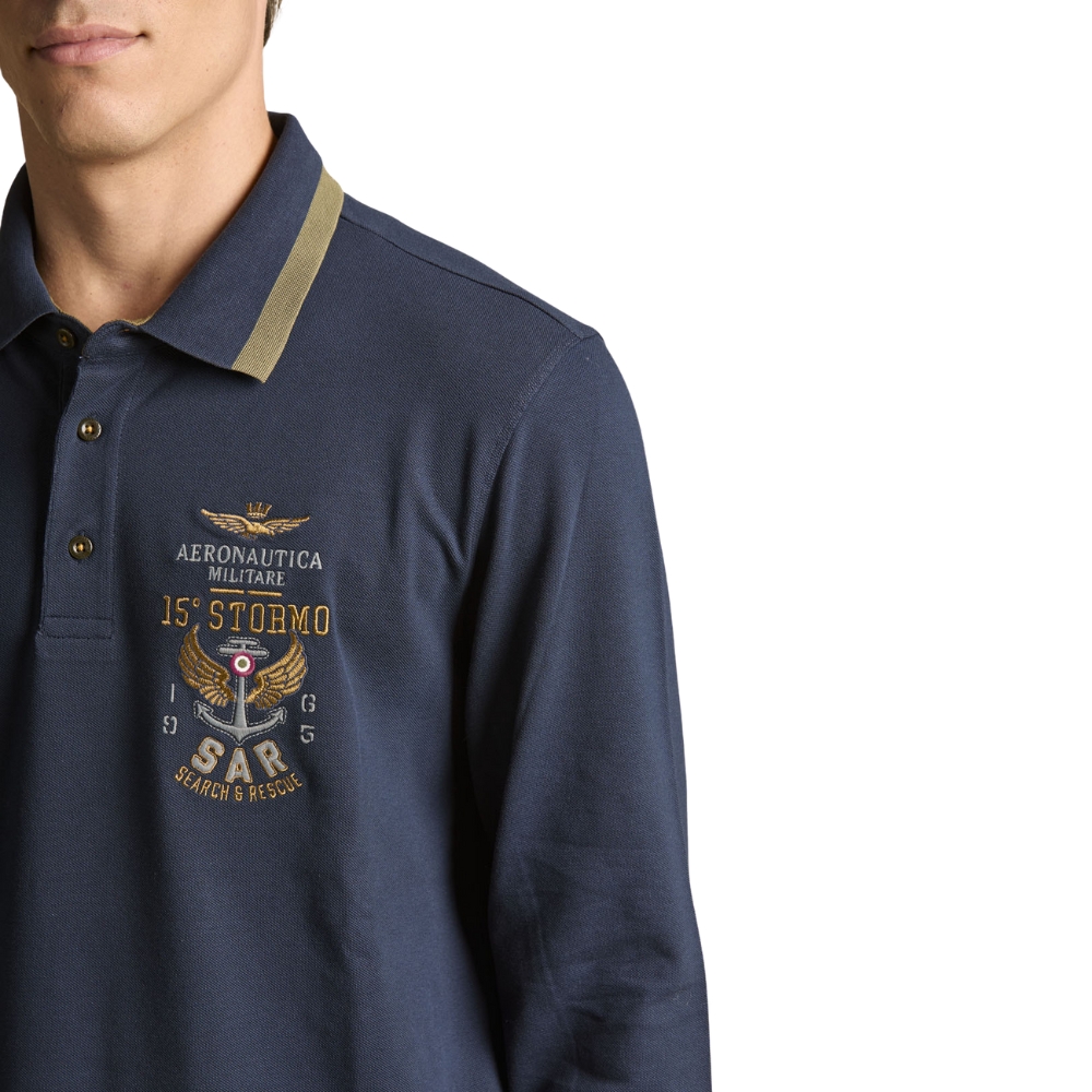 Polo Aeronautica Militare ricamata a manica lunga