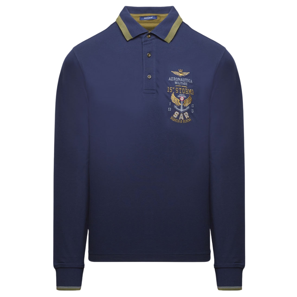 Polo Aeronautica Militare ricamata a manica lunga