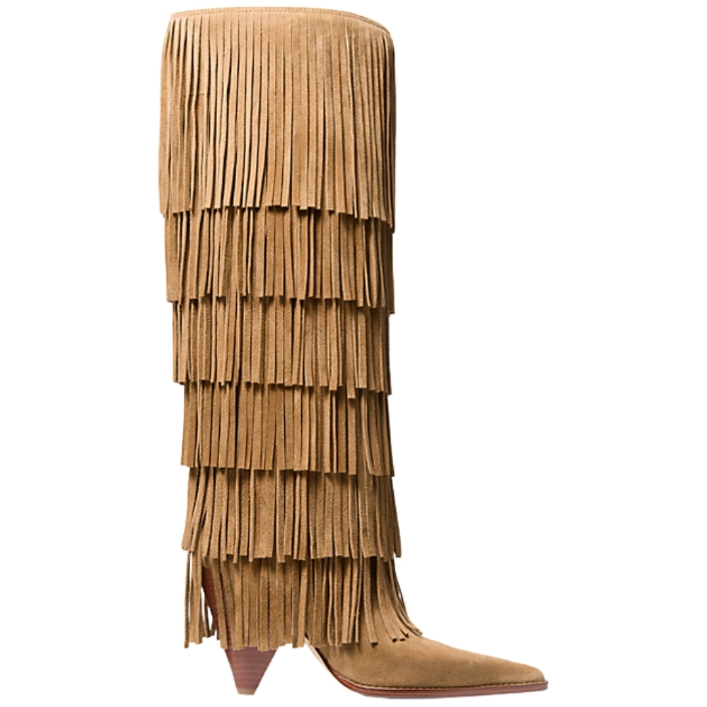 Stivali Michael Kors alti Jayla in pelle scamosciata con frange