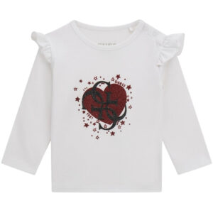 T-Shirt Guess a maniche lunghe bianca con volant