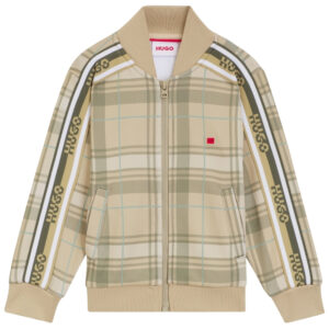 Giacca Hugo Boss con pile a quadri con zip e logo