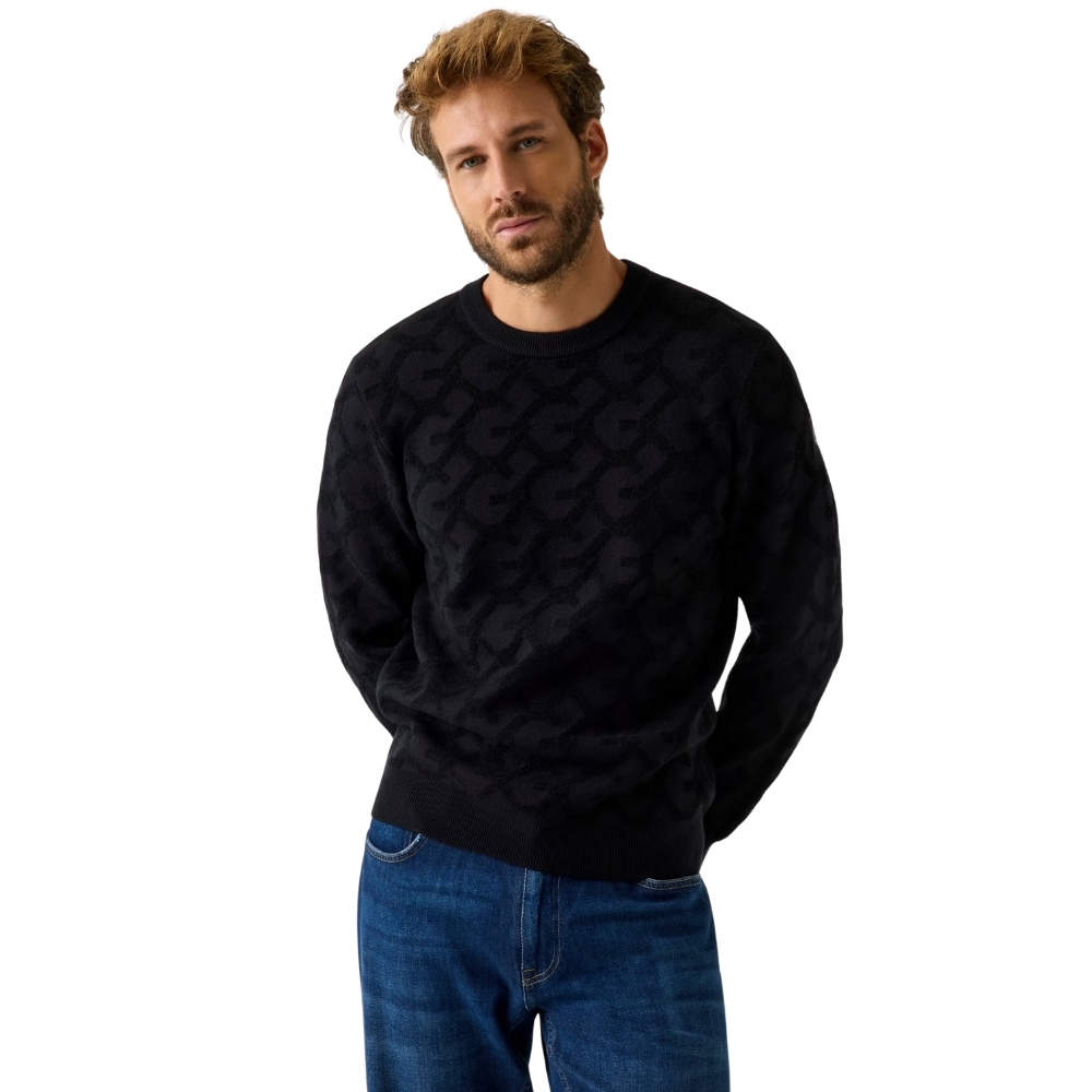 Maglione Guess logo jacquard a sbalzo