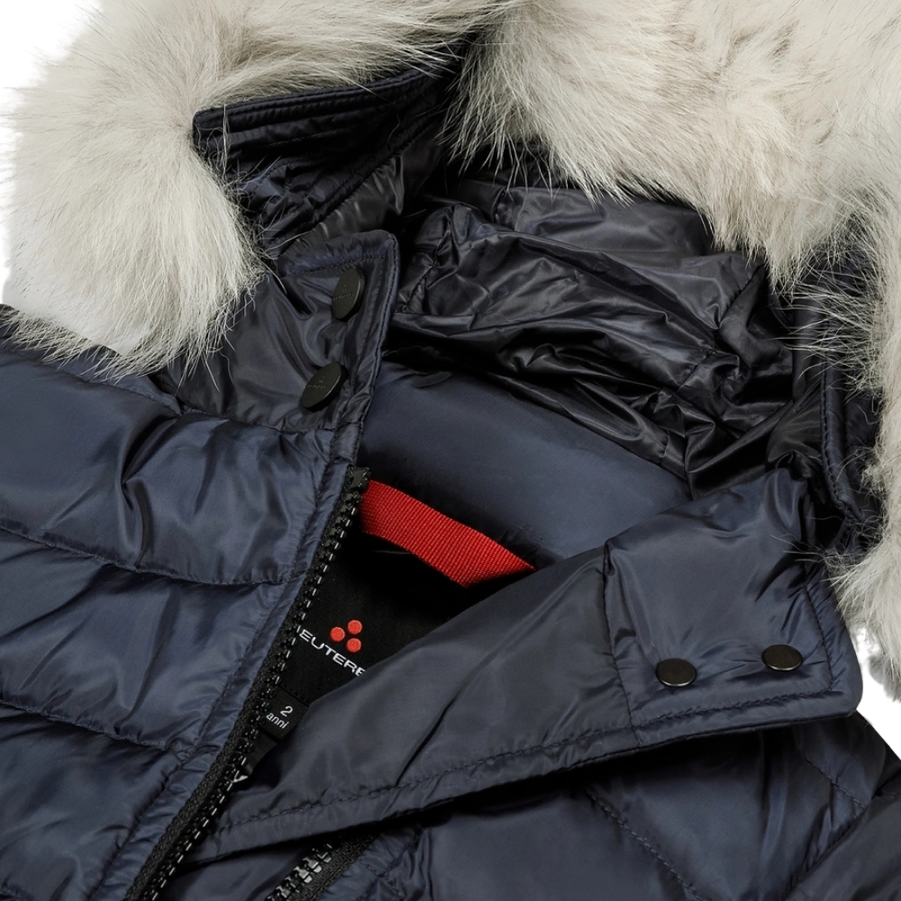 Piumino Peuterey kids con zip asimmetrica e cappuccio