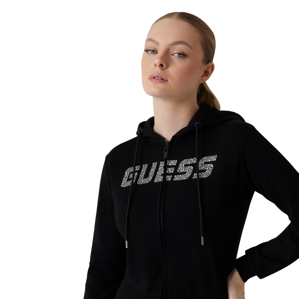 Felpa Guess con cappuccio e logo con strass