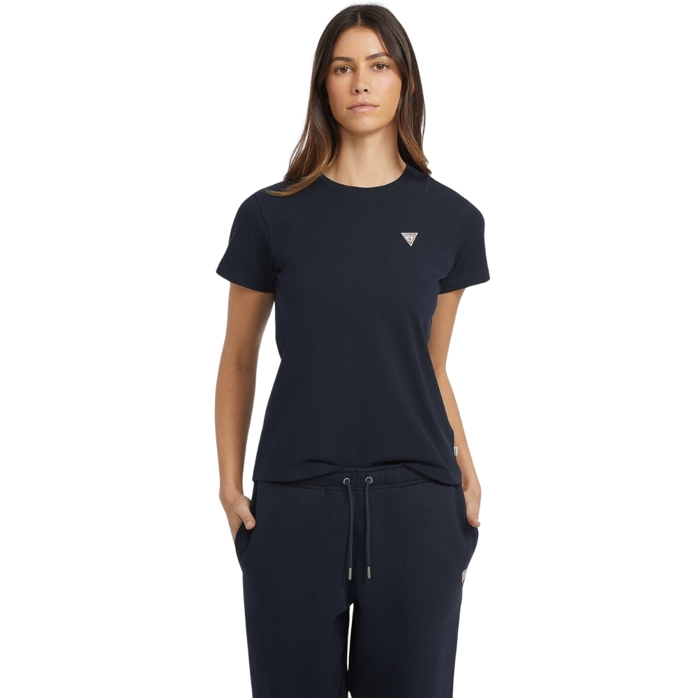 T-shirt Guess classica con logo triangolo mini