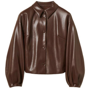 Giacca Twinset effetto pelle con colletto a camicia