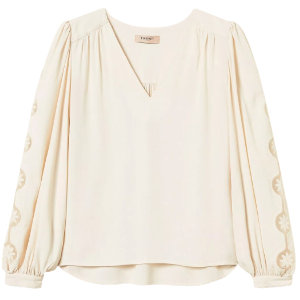 Blusa Twinset in crepe con ricamo