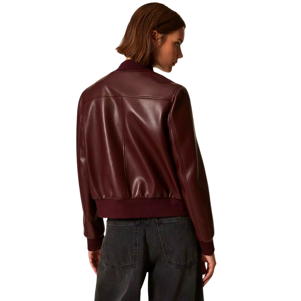 Giacca Twinset effetto pelle con bottoni