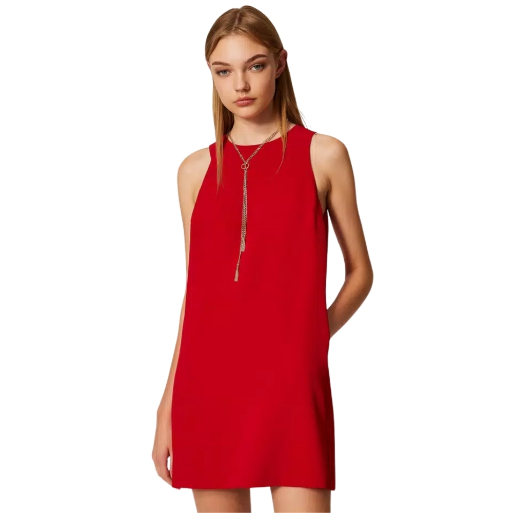 Abito Twinset in crêpe cady con catena Oval T