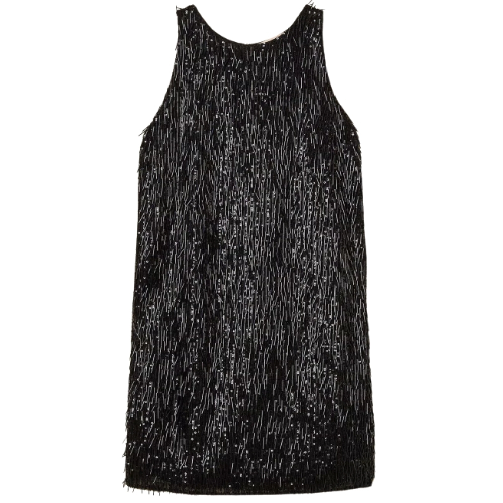 Abito Twinset corto con frange di paillettes