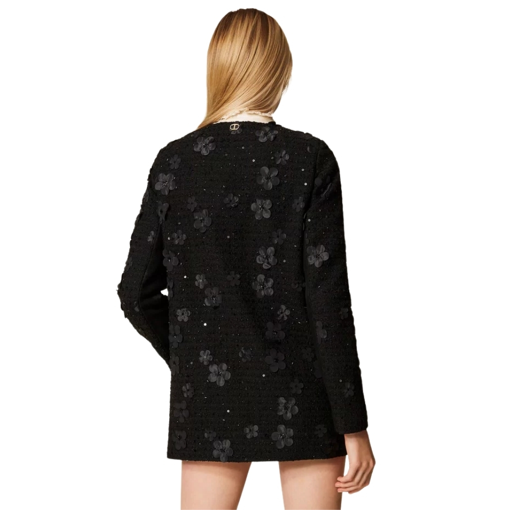 Cappotto Twinset con fiori e paillettes