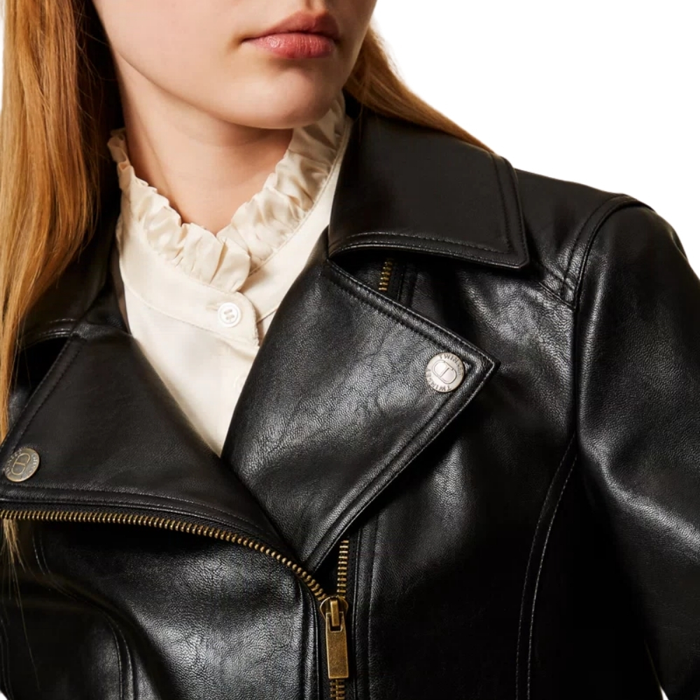 Giacca Biker Twinset effetto pelle