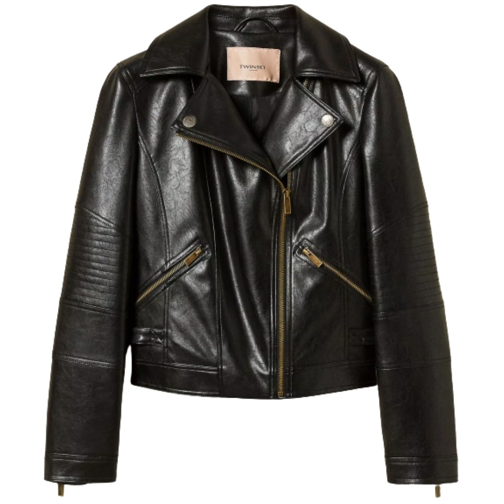 Giacca Biker Twinset effetto pelle