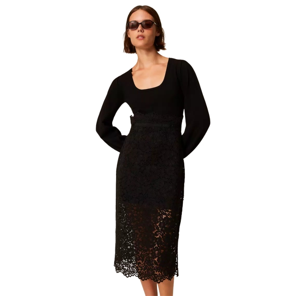 Abito Twinset in maglia e pizzo