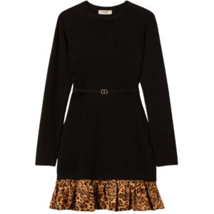 Abito corto Twinset in maglia con inserto animalier