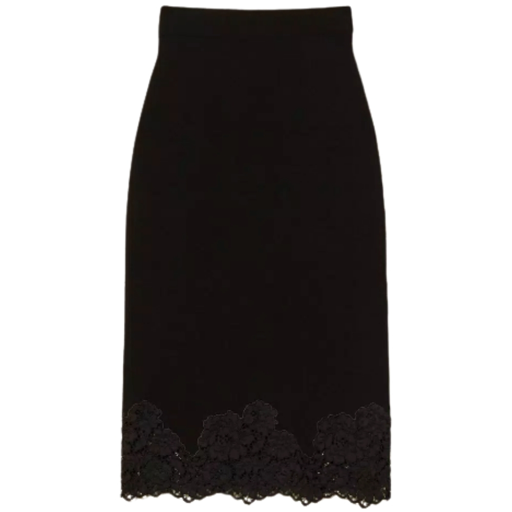 Gonna Longuette Twinset in maglia con pizzo