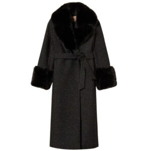 Cappotto Lungo Twinset in panno con faux fur