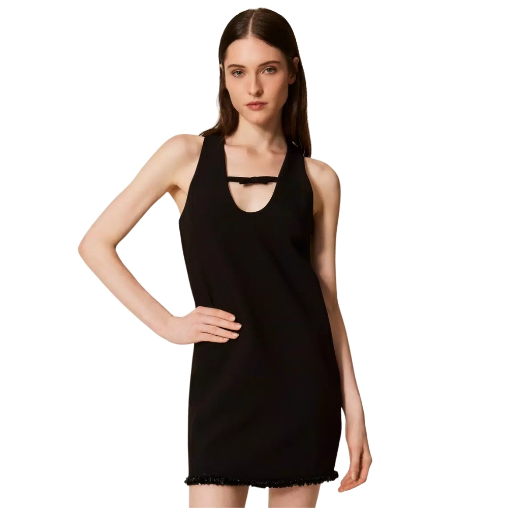 Abito Corto Twinset in crêpe con ricamo