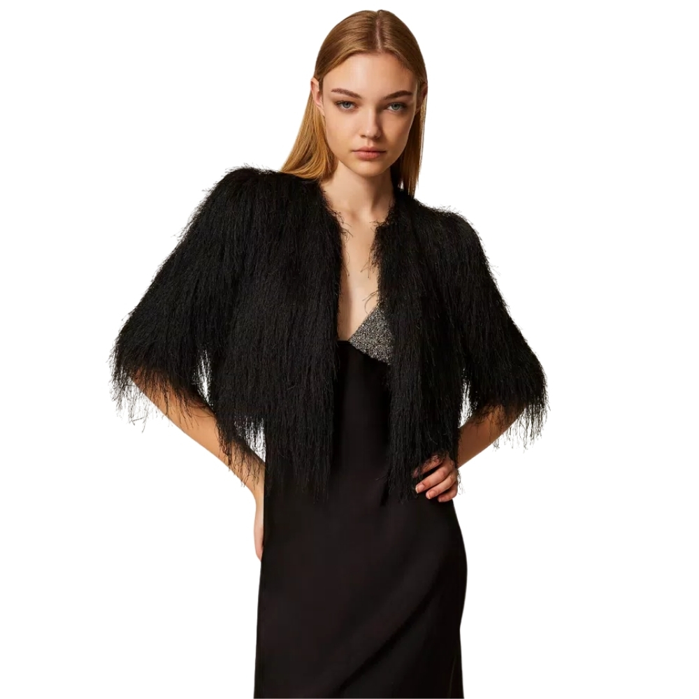 Giacca Twinset cropped con frange