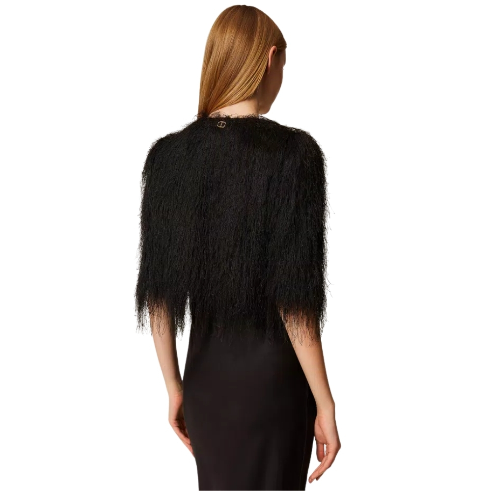 Giacca Twinset cropped con frange