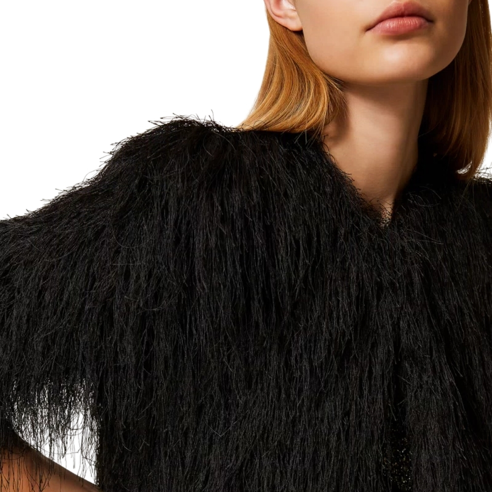 Giacca Twinset cropped con frange