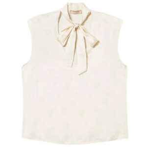 Top Twinset in raso jacquard con fiocco