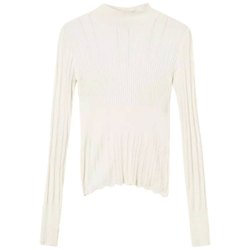 Maglia Twinset lupetto a coste con merli