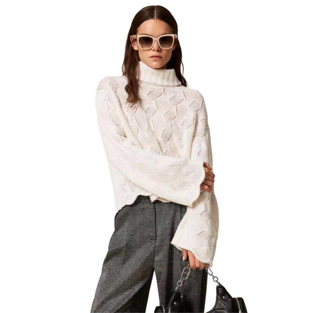 Maglia Dolcevita Twinset in misto lana con smerli