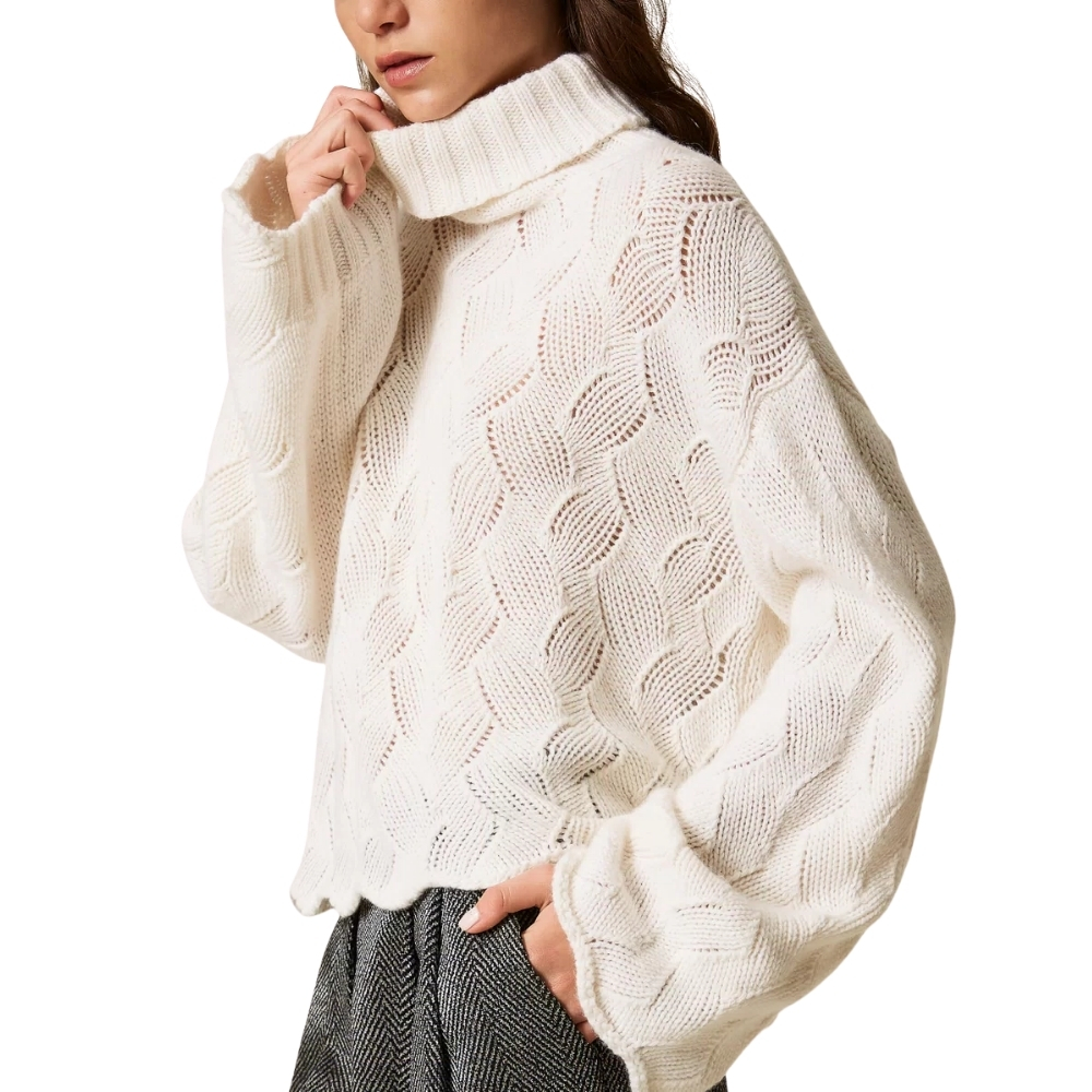 Maglia Dolcevita Twinset in misto lana con smerli