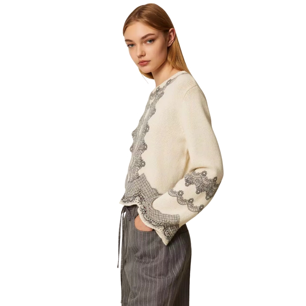 Maglia Twinset in misto lana con stampa piazzata