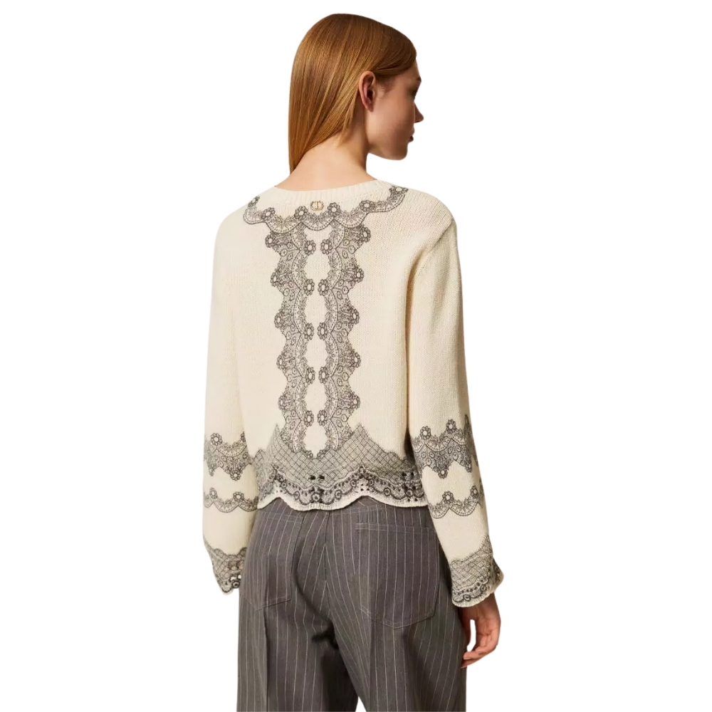 Maglia Twinset in misto lana con stampa piazzata