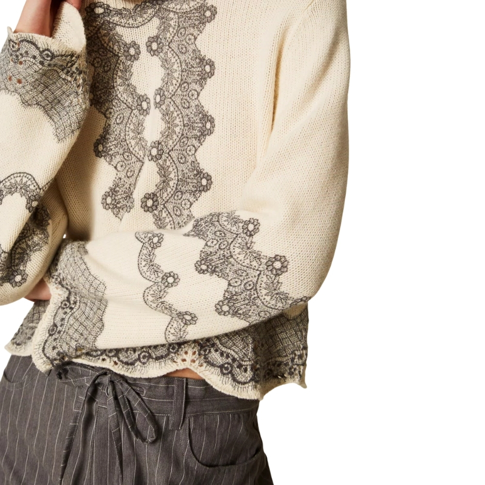 Maglia Twinset in misto lana con stampa piazzata