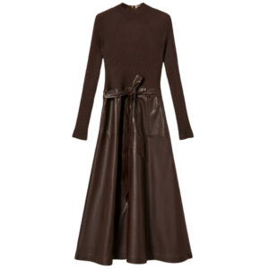 Abito Lungo Twinset in maglia ed effetto pelle