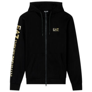 Felpa EA7 con cappuccio logo series in cotone e zip