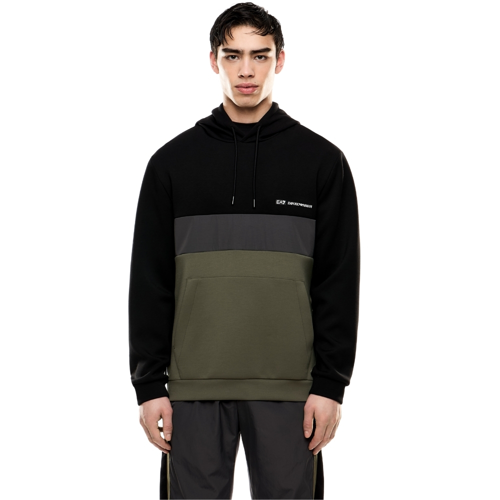 Felpa EA7 con cappuccio in nylon e misto viscosa