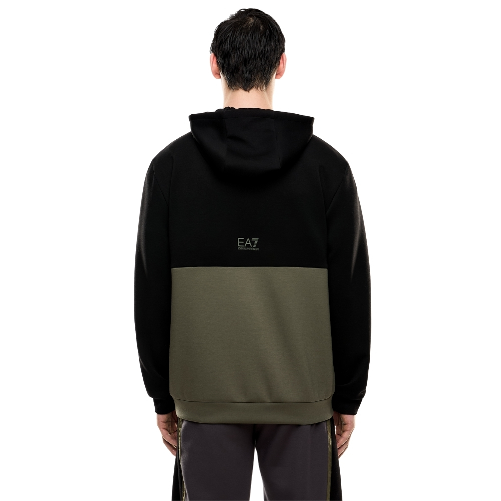 Felpa EA7 con cappuccio in nylon e misto viscosa