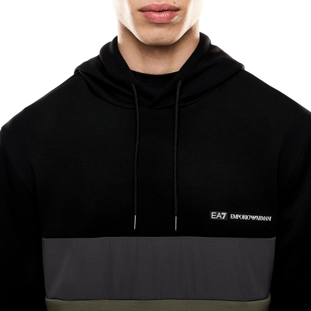 Felpa EA7 con cappuccio in nylon e misto viscosa