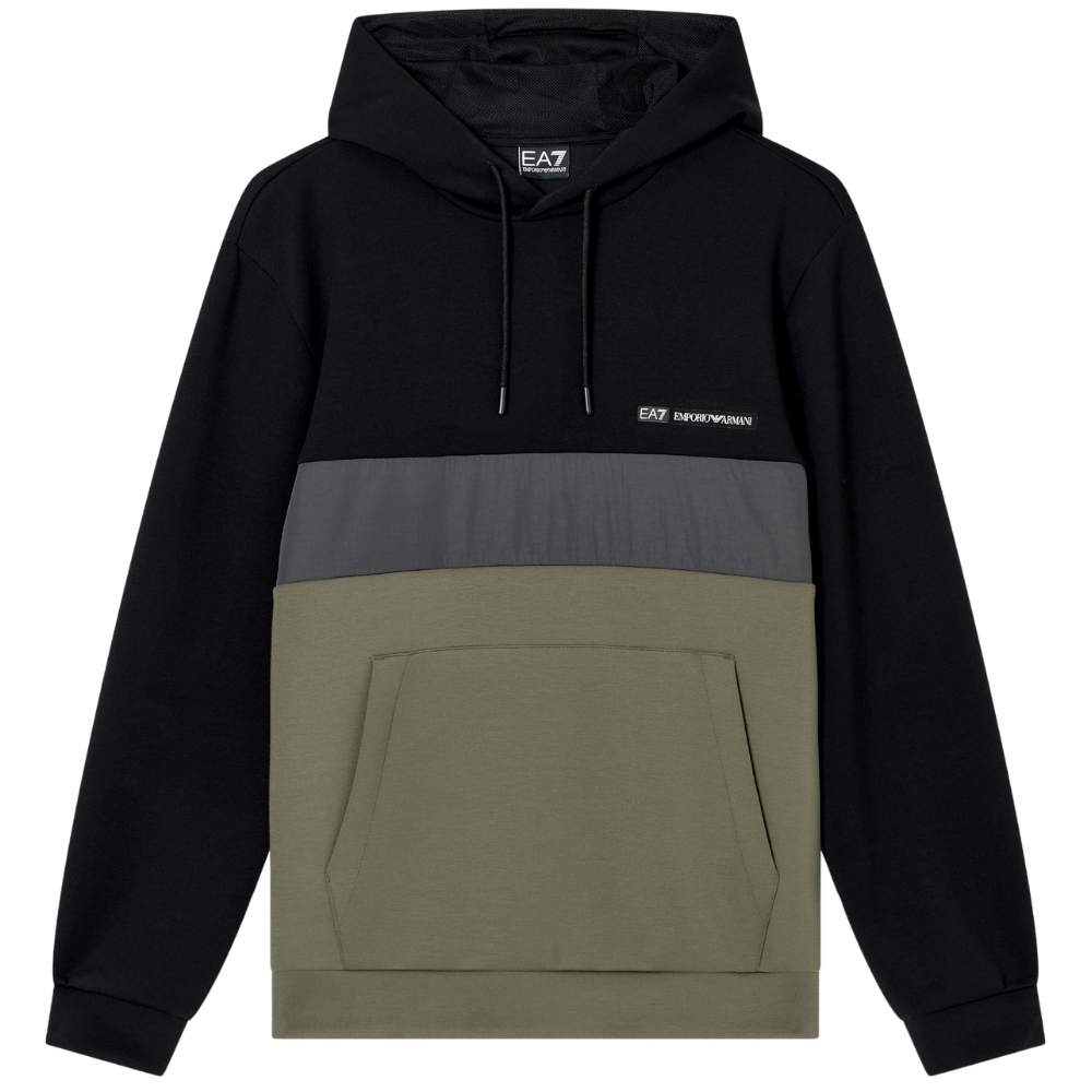 Felpa EA7 con cappuccio in nylon e misto viscosa