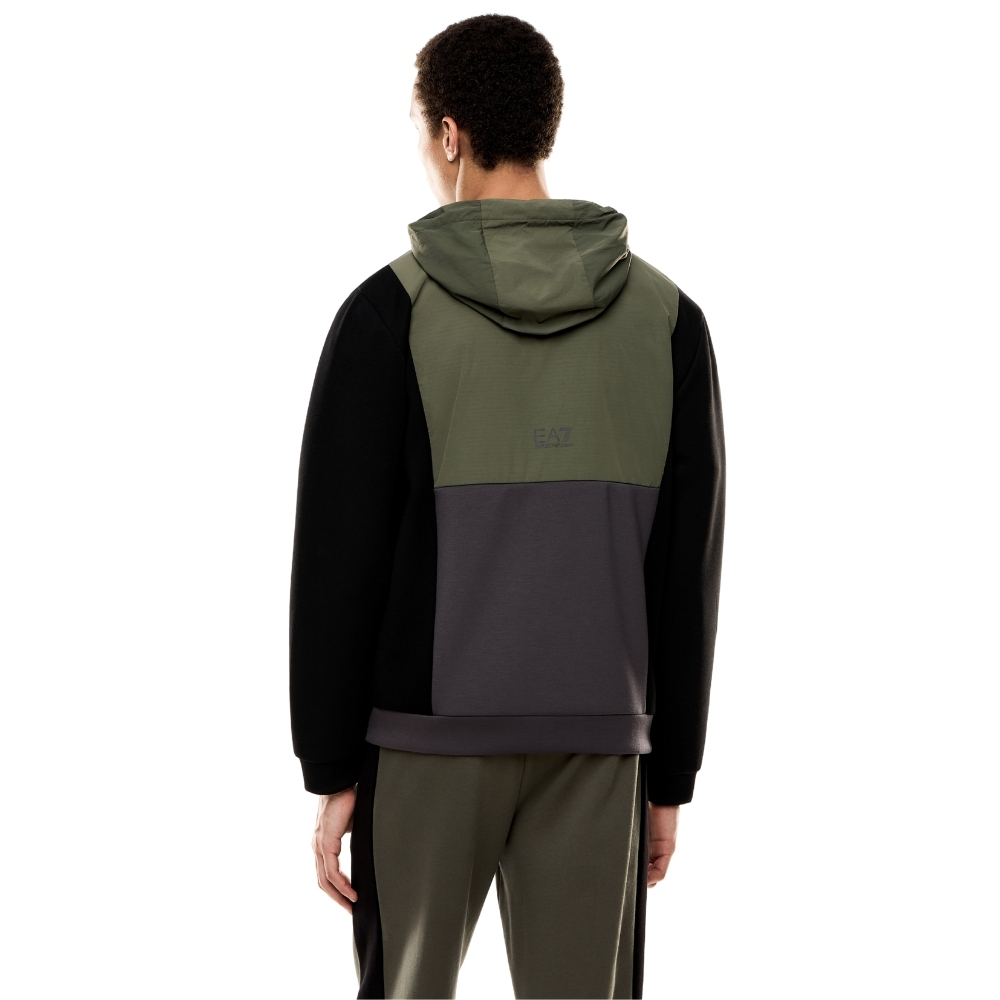 Felpa EA7 con cappuccio in nylon e misto viscosa
