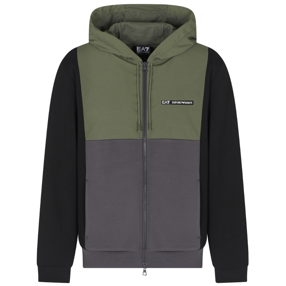 Felpa EA7 con cappuccio in nylon e misto viscosa