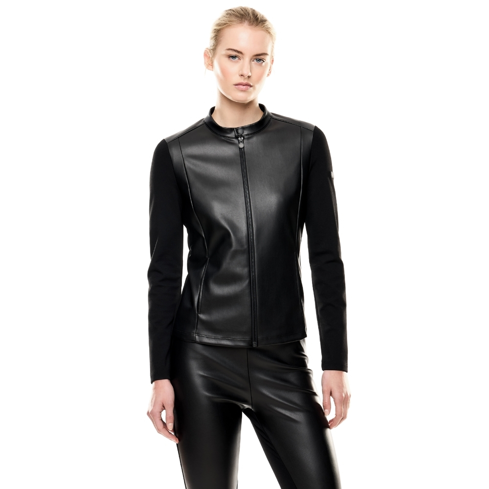 Felpa EA7 con zip tessuto effetto pelle