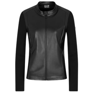 Felpa EA7 con zip tessuto effetto pelle