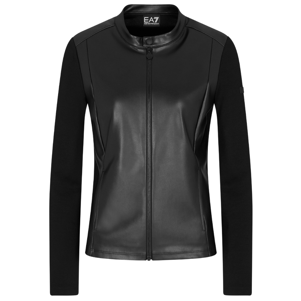 Felpa EA7 con zip tessuto effetto pelle