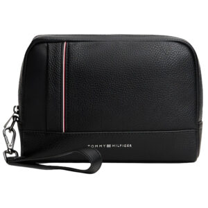 Pochette Tommy Hilfiger zigrinata con nastro iconico