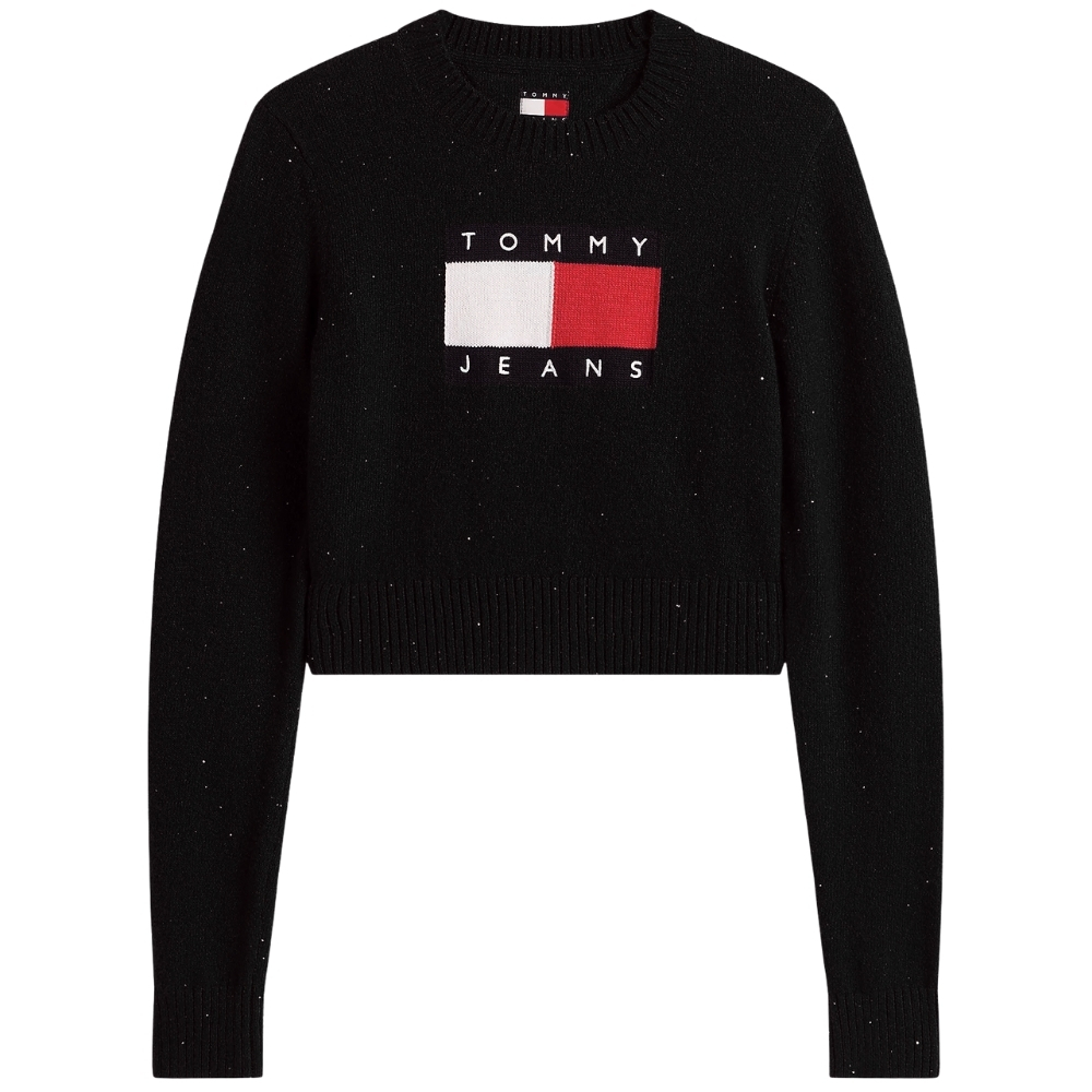 Pullover Tommy Jeans con paillettes e logo