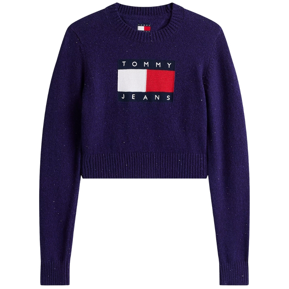 Pullover Tommy Jeans con paillettes e logo